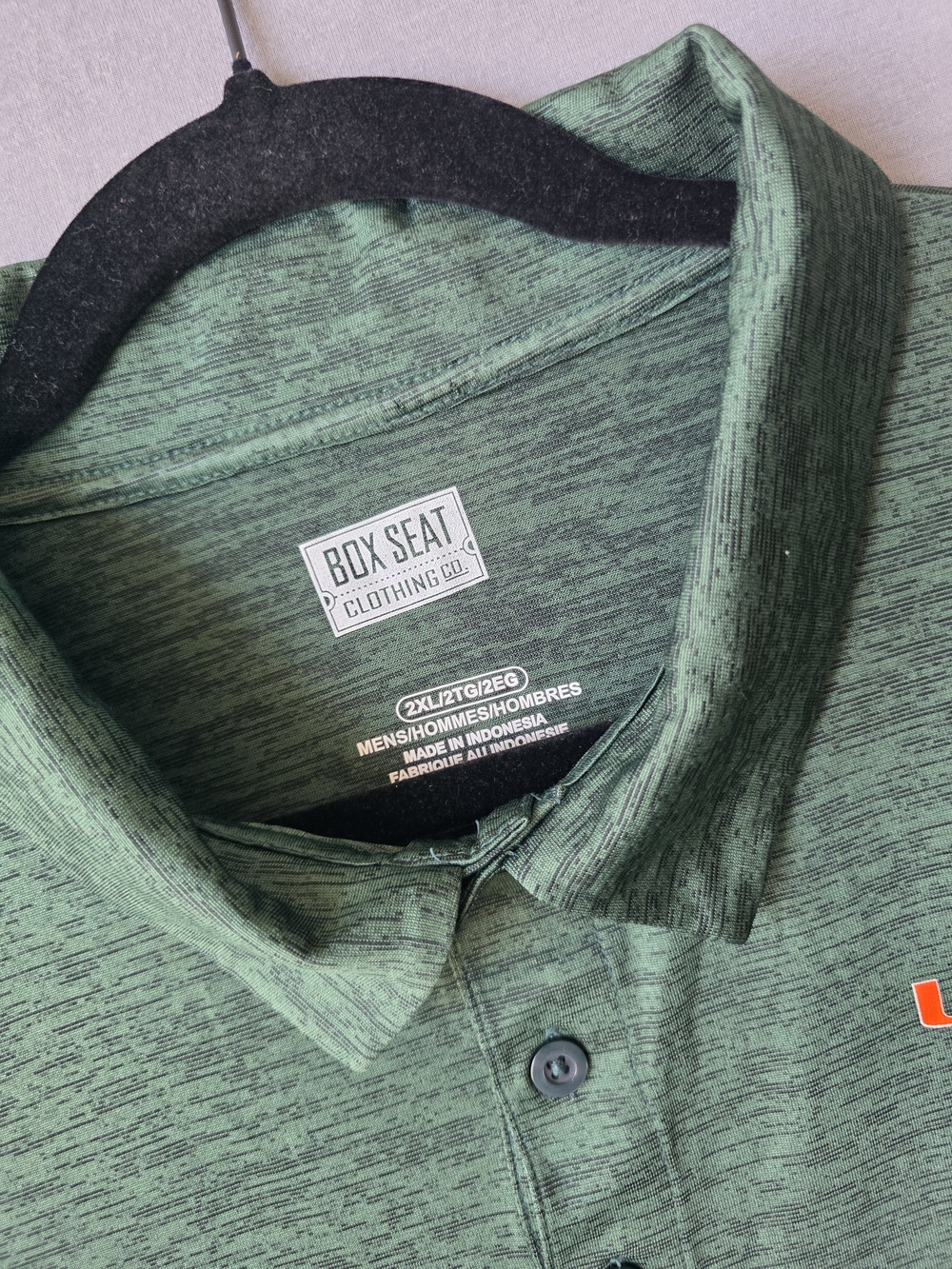 Miami Hurricanes Box Seat Polo Shirt Men’s 2XL Green Performance NCAA Canes - Picture 4 of 6